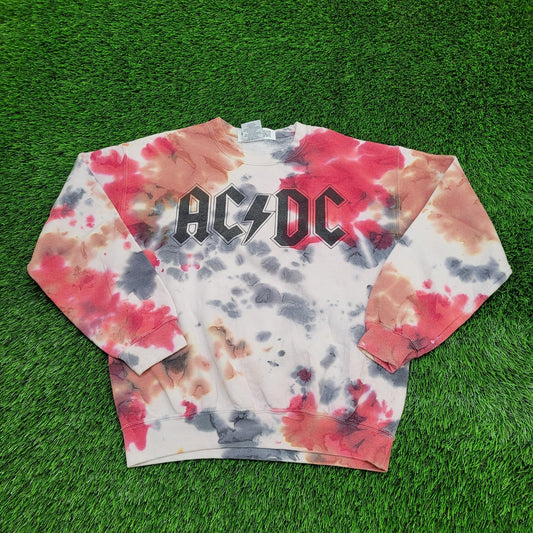 ACDC Crumpled Tie-Dye Sweatshirt Small 21x23 Spellout