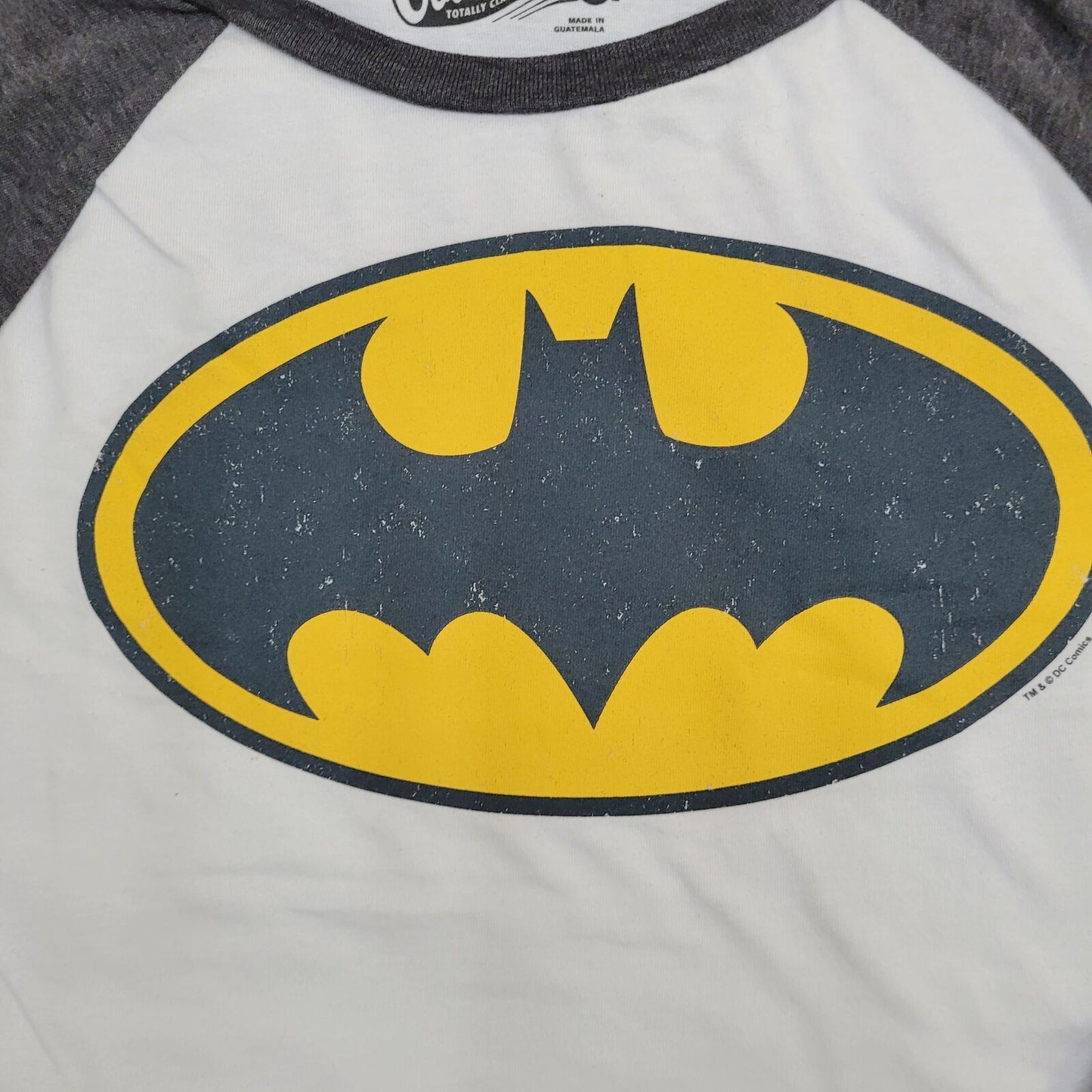 Batman Raglan Shirt Womens M/L 18x24 White