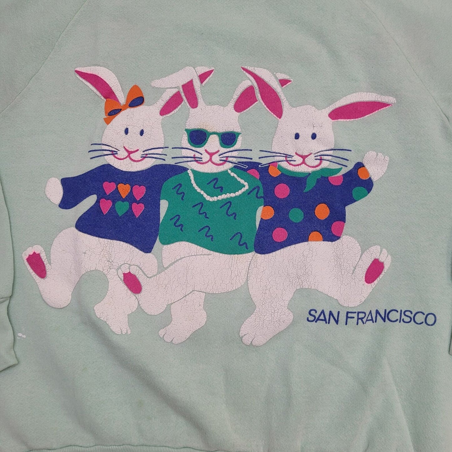 Vintage Rabbit Sweatshirt Womens Large 19x21 Blue