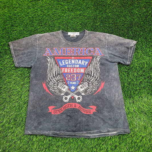 Y2K Automotive Piston Wings Shirt Large 21x25 Gray