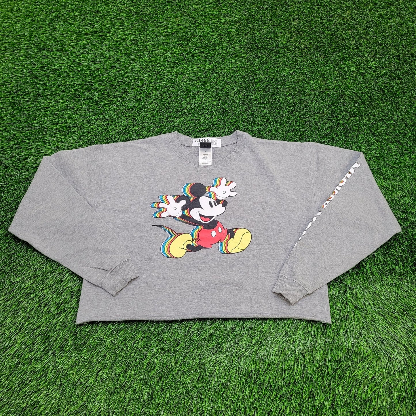 Disney Rainbow Glitch Mickey Sweatshirt Womens Medium 22x17