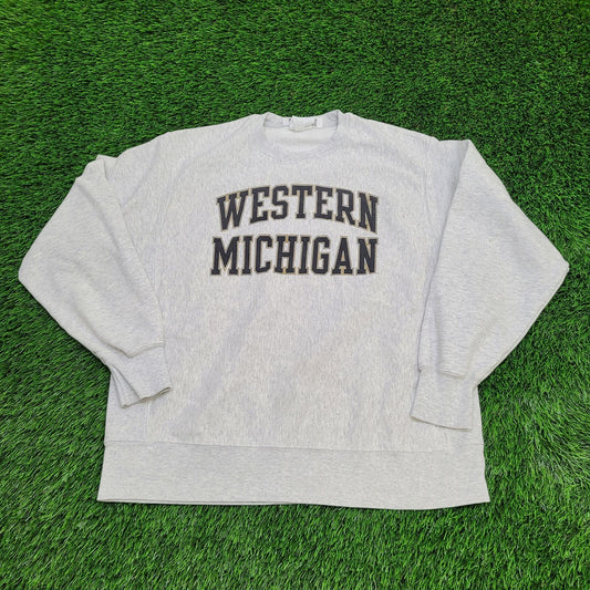 Vintage Western Michigan Sweatshirt Large 23x26 Gray Arch