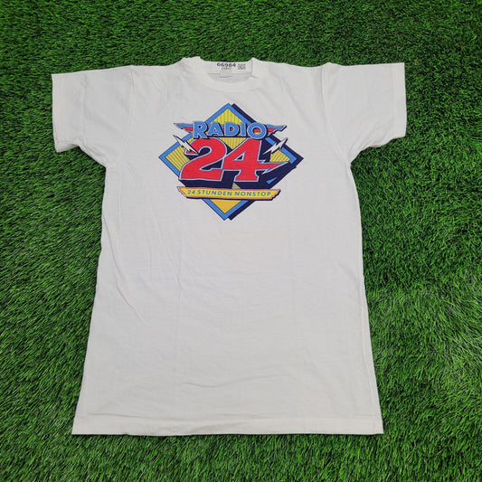 Vintage Radio-24 Shirt Womens Medium 18x26 White