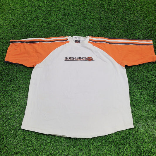 Harley-Davidson Shirt 2XL 27x30 White Orange