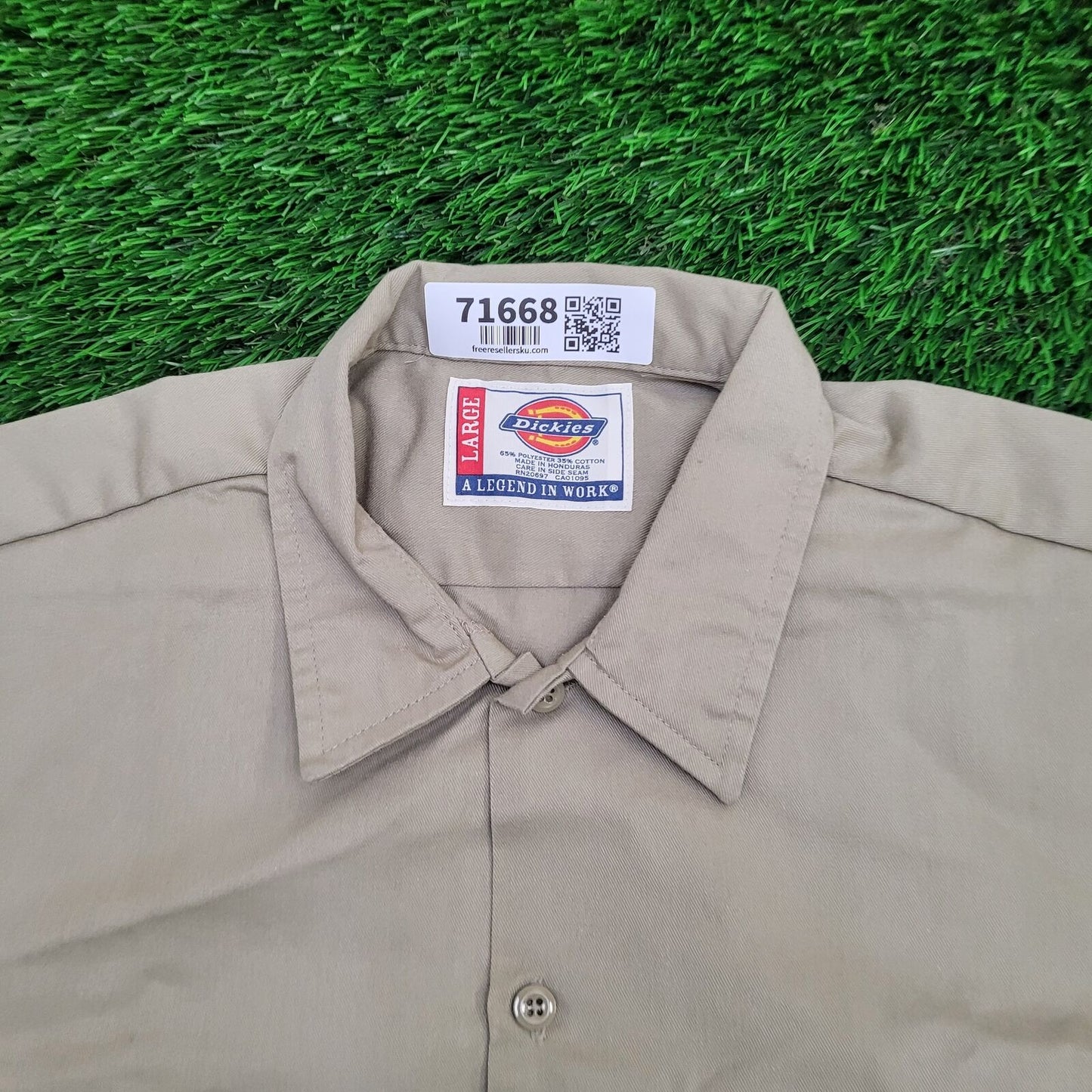 DICKIES Workwear Shirt Large 25x31 Tan Khaki Baggy