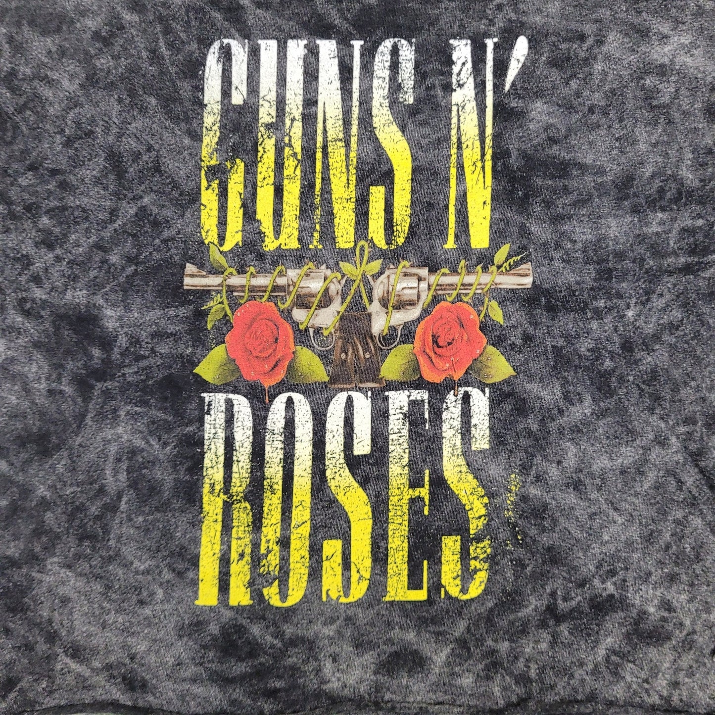 Guns-N-Roses Crop-Top Shirt Women XS/S 19x17 Baggy Acid-Wash