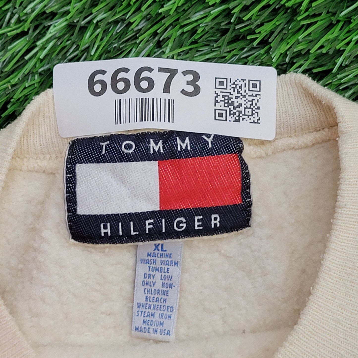 Vintage Tommy-Hilfiger Sweatshirt Womens XL 28x23 Boxy Beige