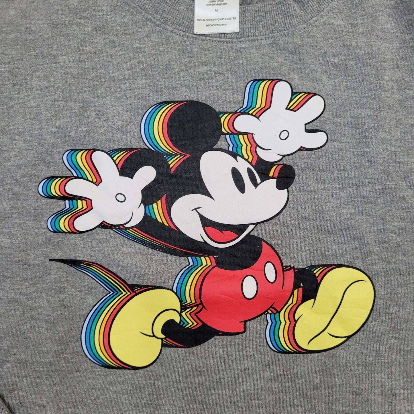 Disney Rainbow Glitch Mickey Sweatshirt Womens Medium 22x17