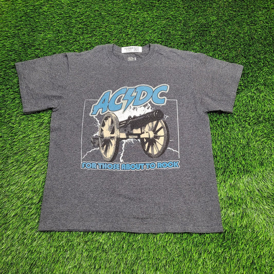 ACDC Shirt Medium 21x24 Boxy Cropped Gray