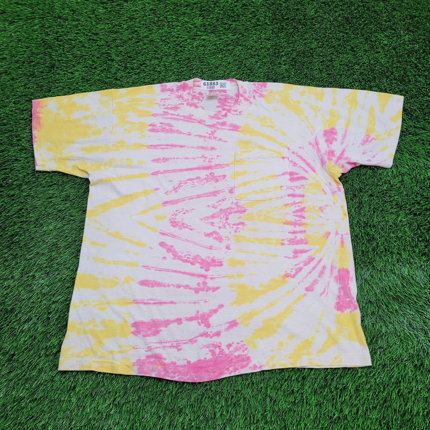 Vintage Spiral Tie-Dye Shirt Womens XL 23x27 Pink Yellow