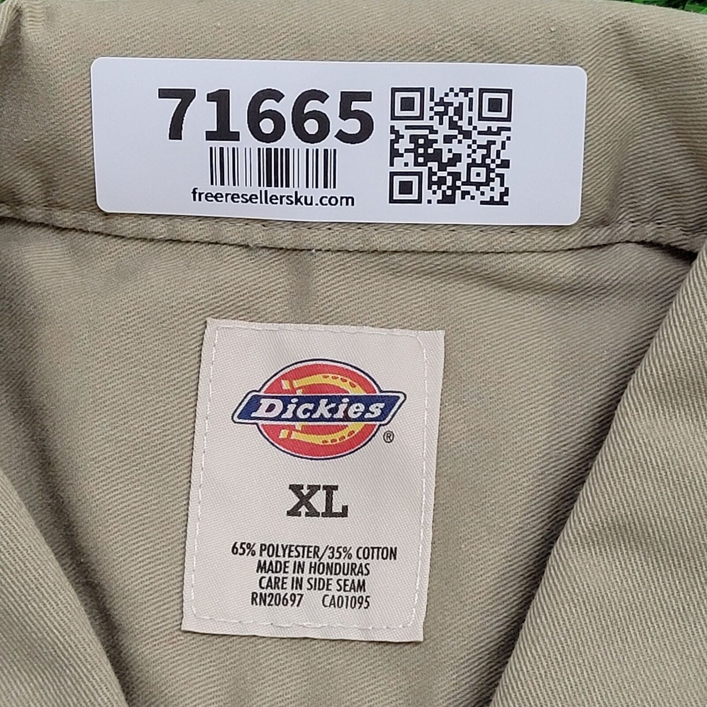 DICKIES Button Shirt XL 26x31 Tan Baggy