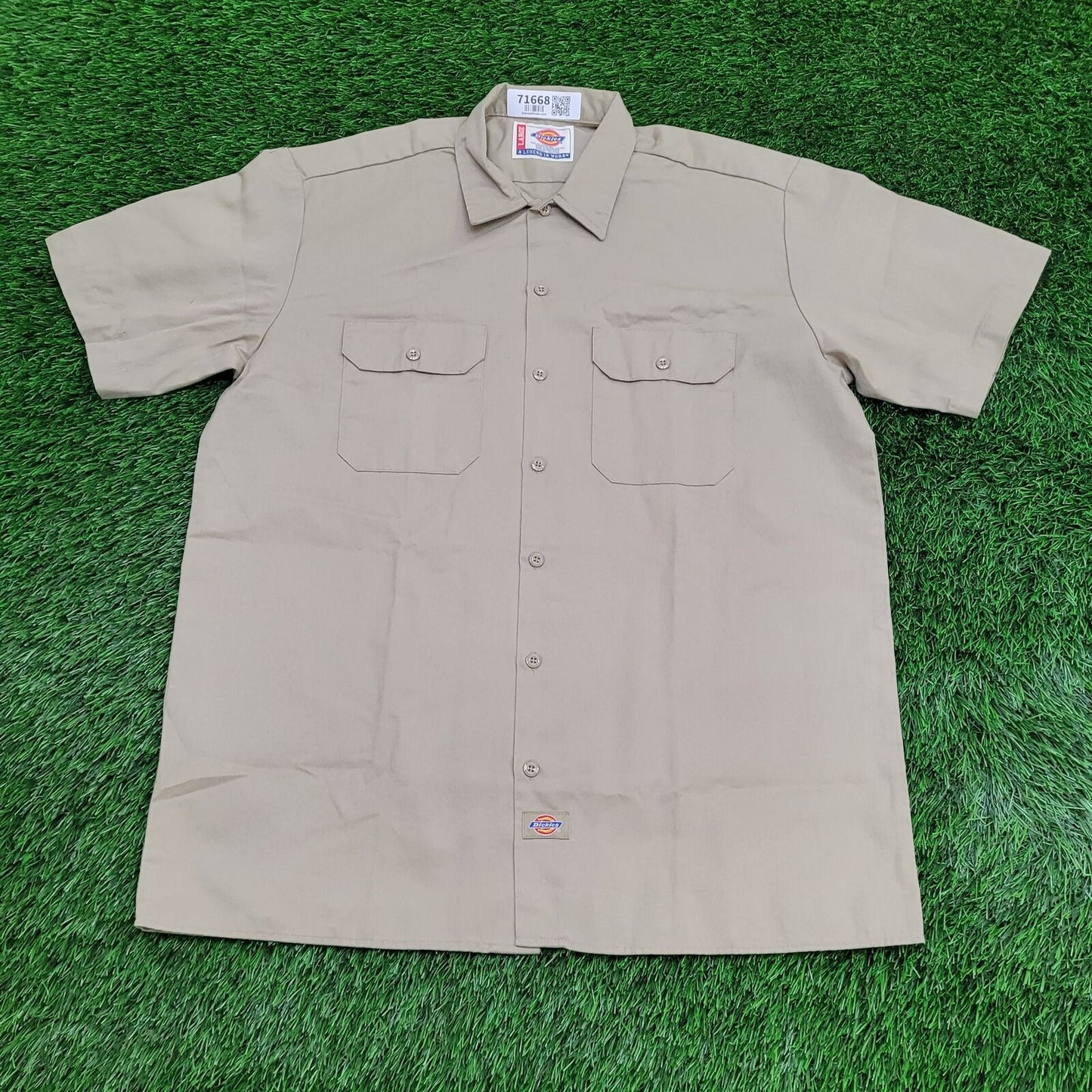 DICKIES Workwear Shirt Large 25x31 Tan Khaki Baggy