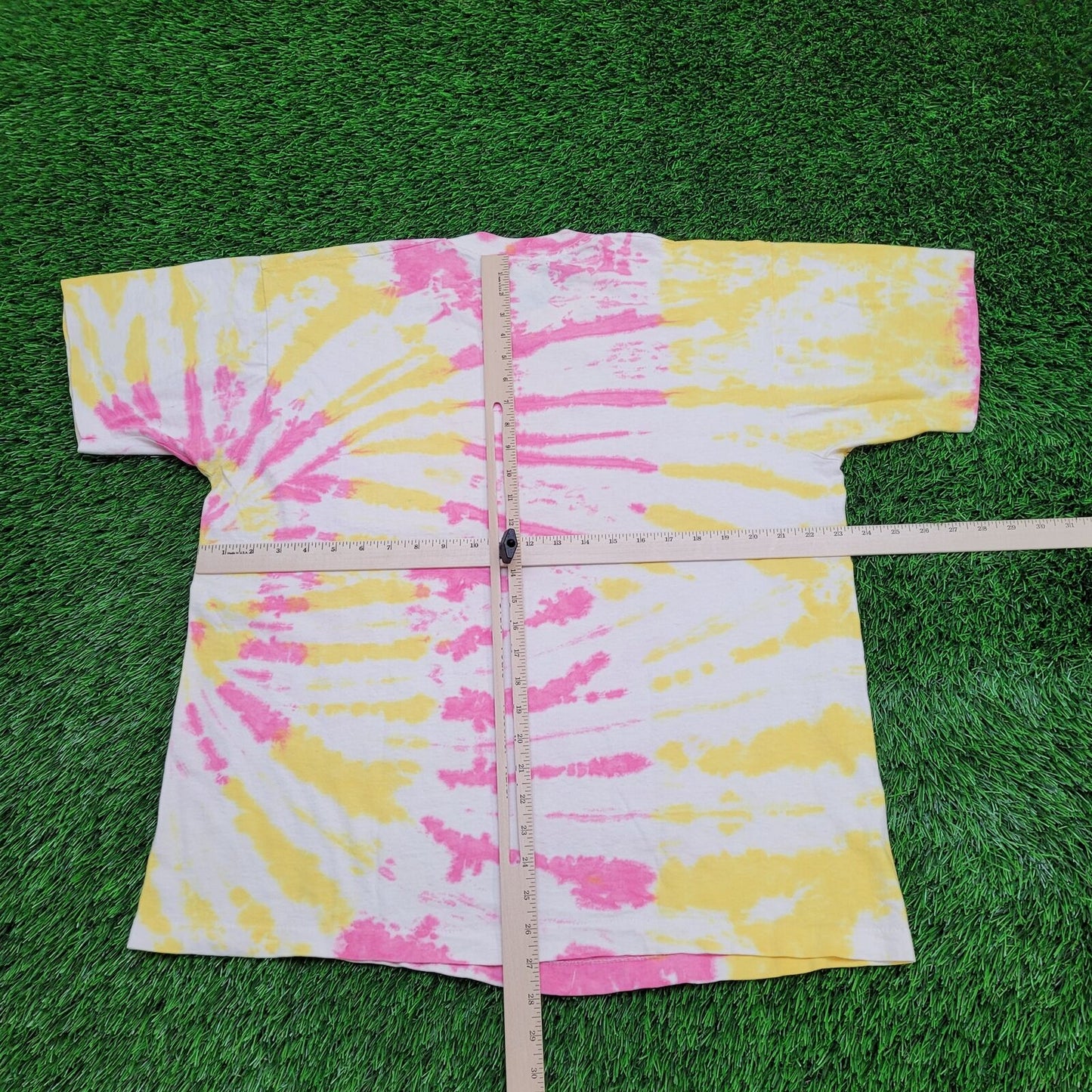 Vintage Spiral Tie-Dye Shirt Womens XL 23x27 Pink Yellow