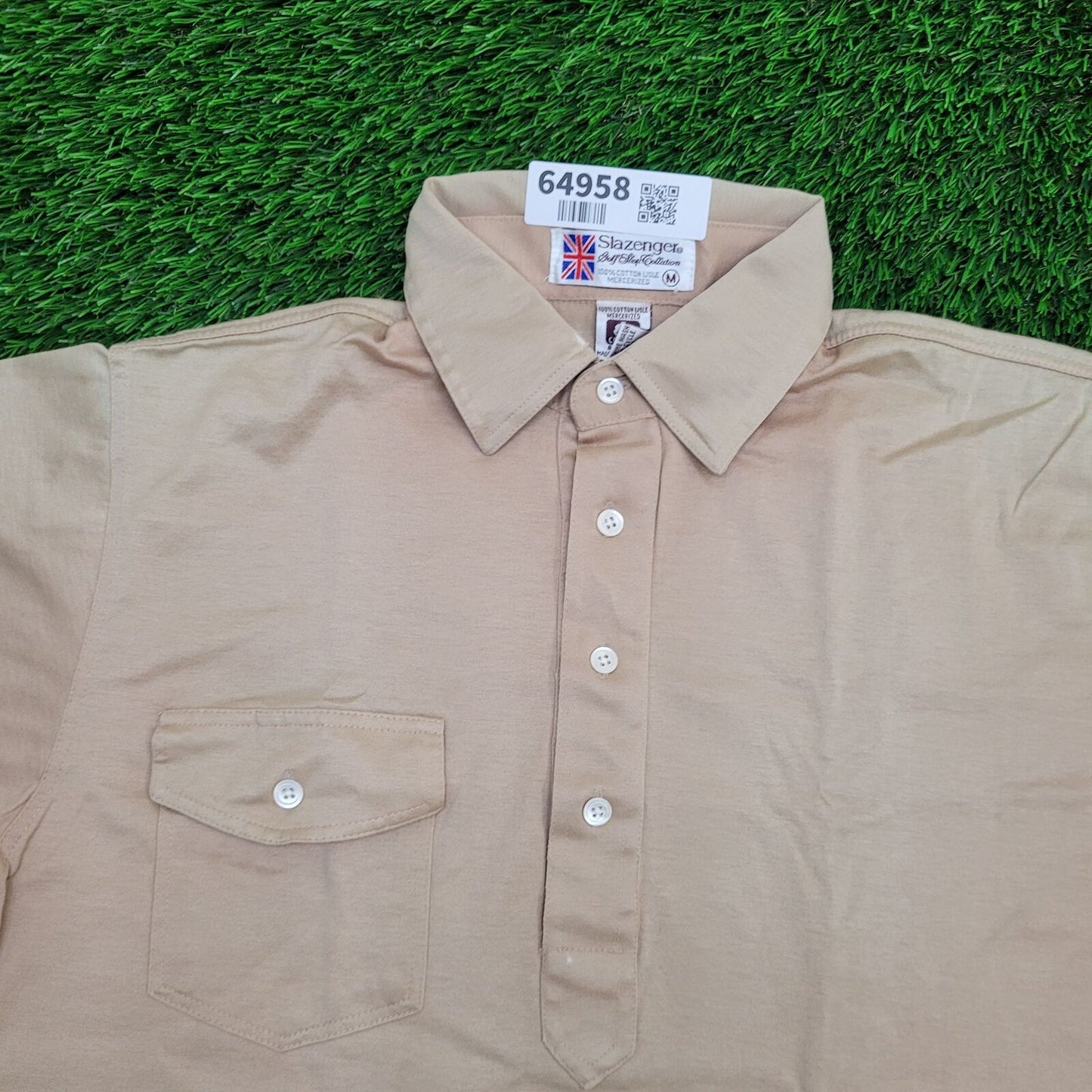 Vintage Slazenger Polo Shirt Medium 20X29 Khaki Brown