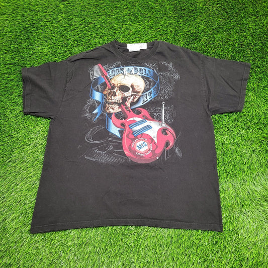 Vintage Skull Rocker Shirt XL 23x26 Cropped Black