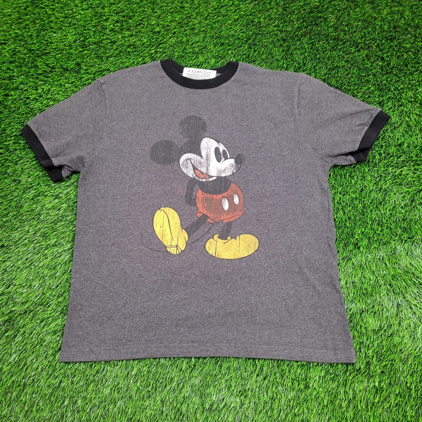 Disney Ringer Shirt Womens Medium 21x24 Mickey-Mouse