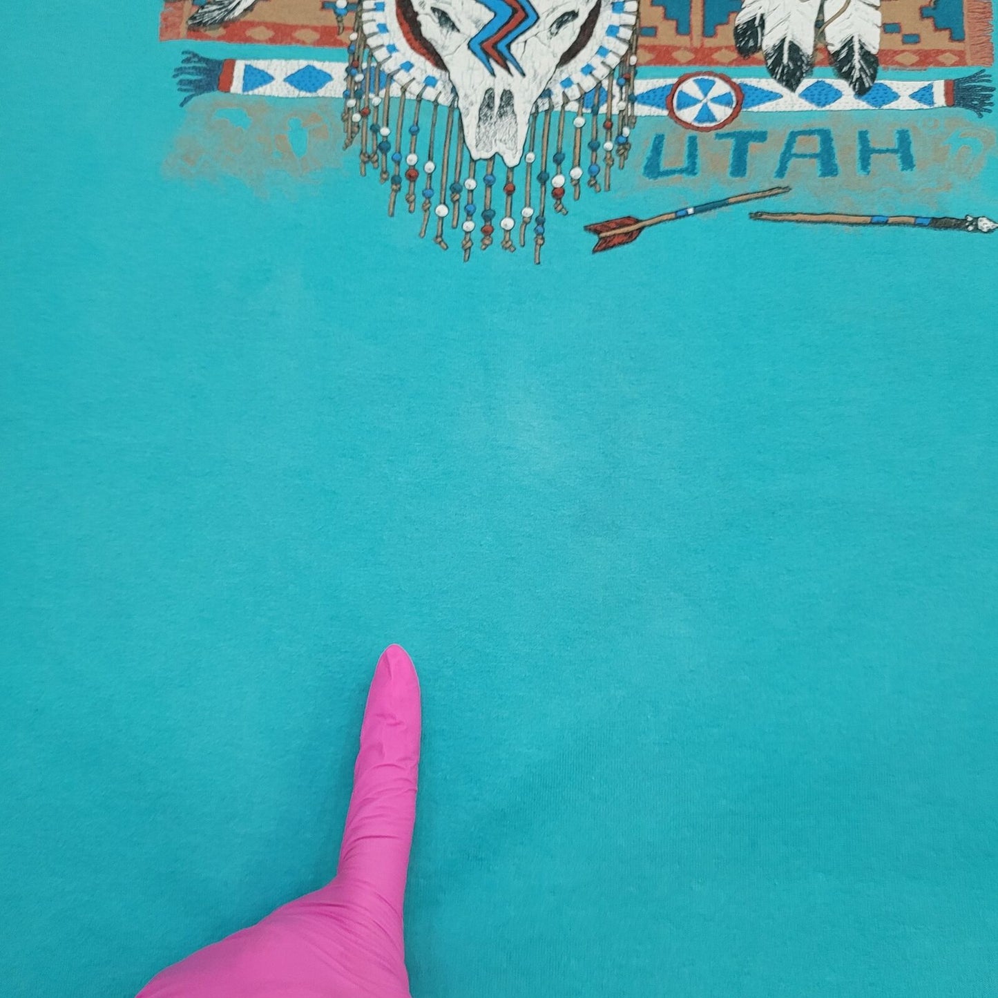 Vintage Western Utah Shirt Womens Large 21x26 Turquoise