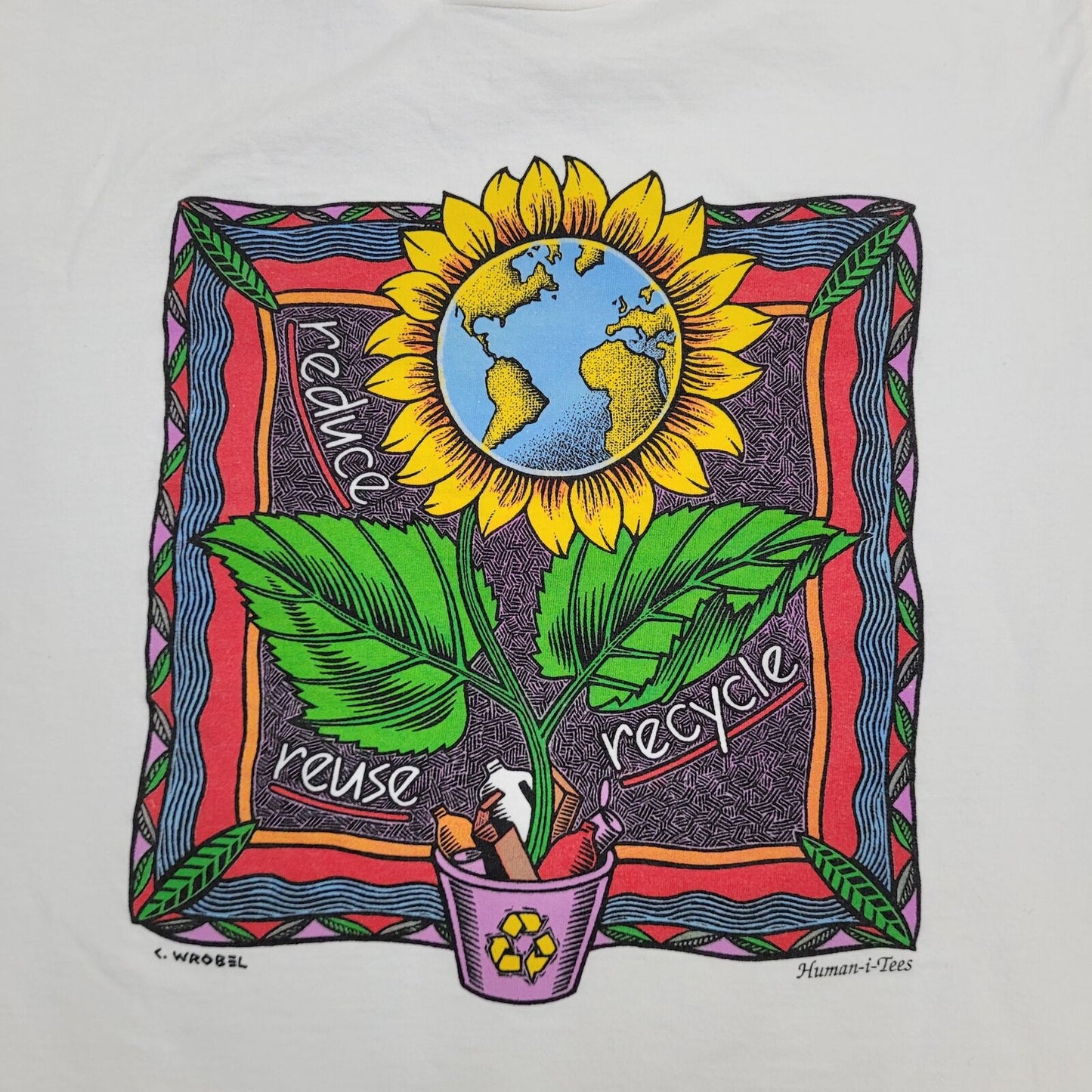 Vintage Sunflower Shirt Womens Medium 19x26 Human-i-Tees USA