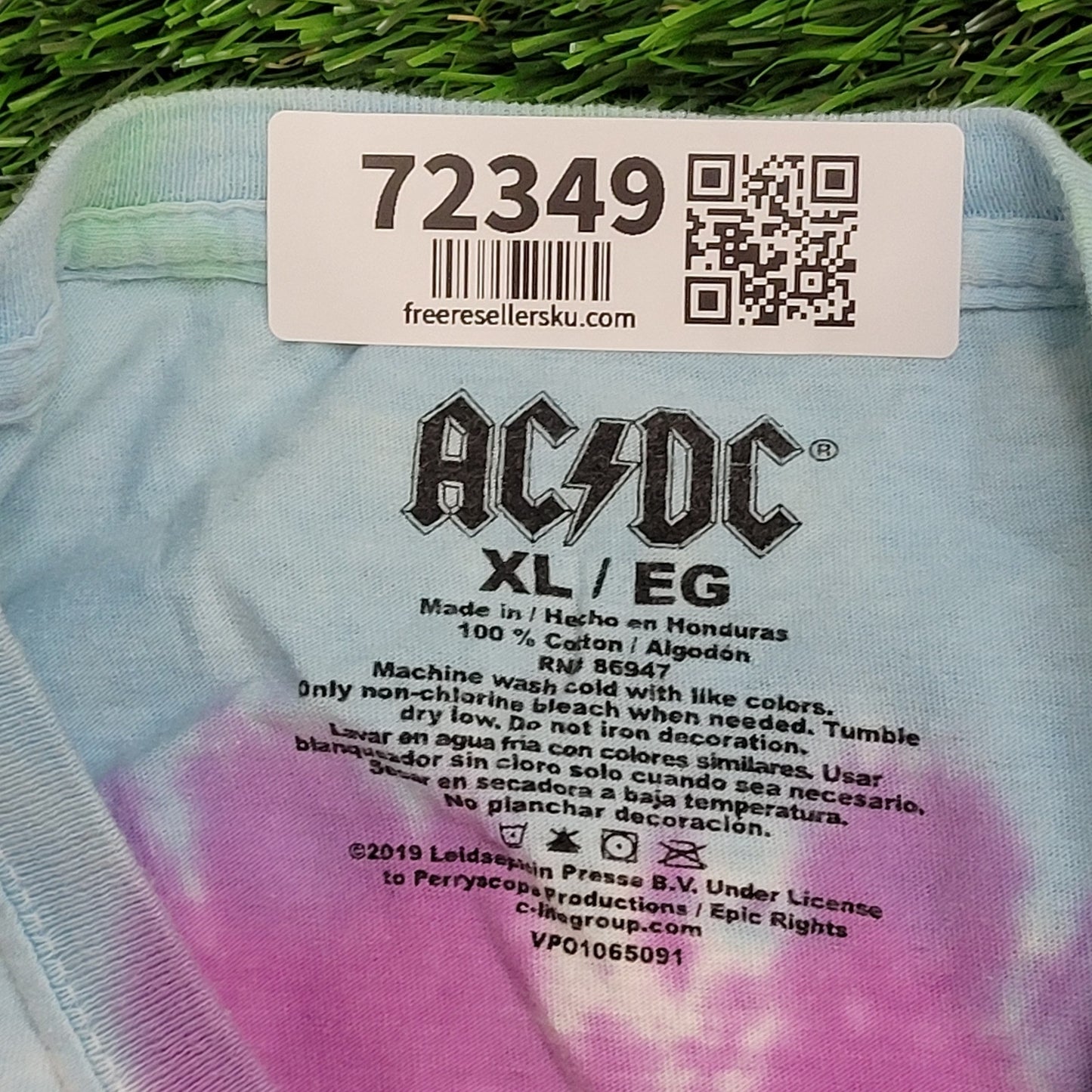 ACDC Crop-Top Shirt Womens XL 23x21 Spiral Tie-Dye