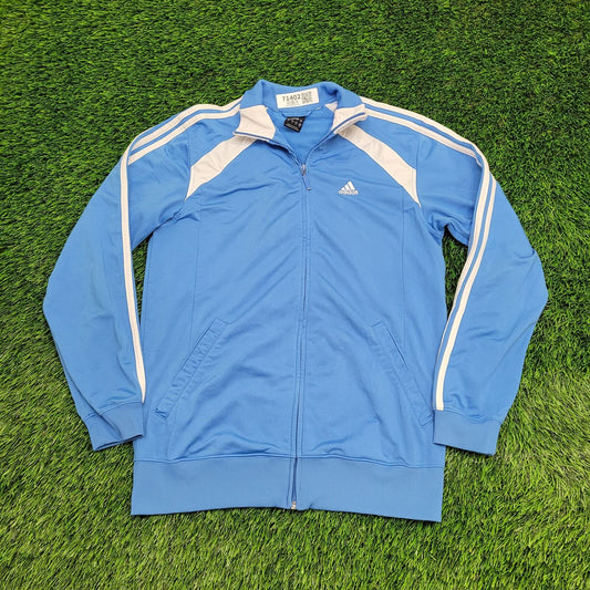 ADIDAS Track Jacket Small 19x27 Blue White Trim