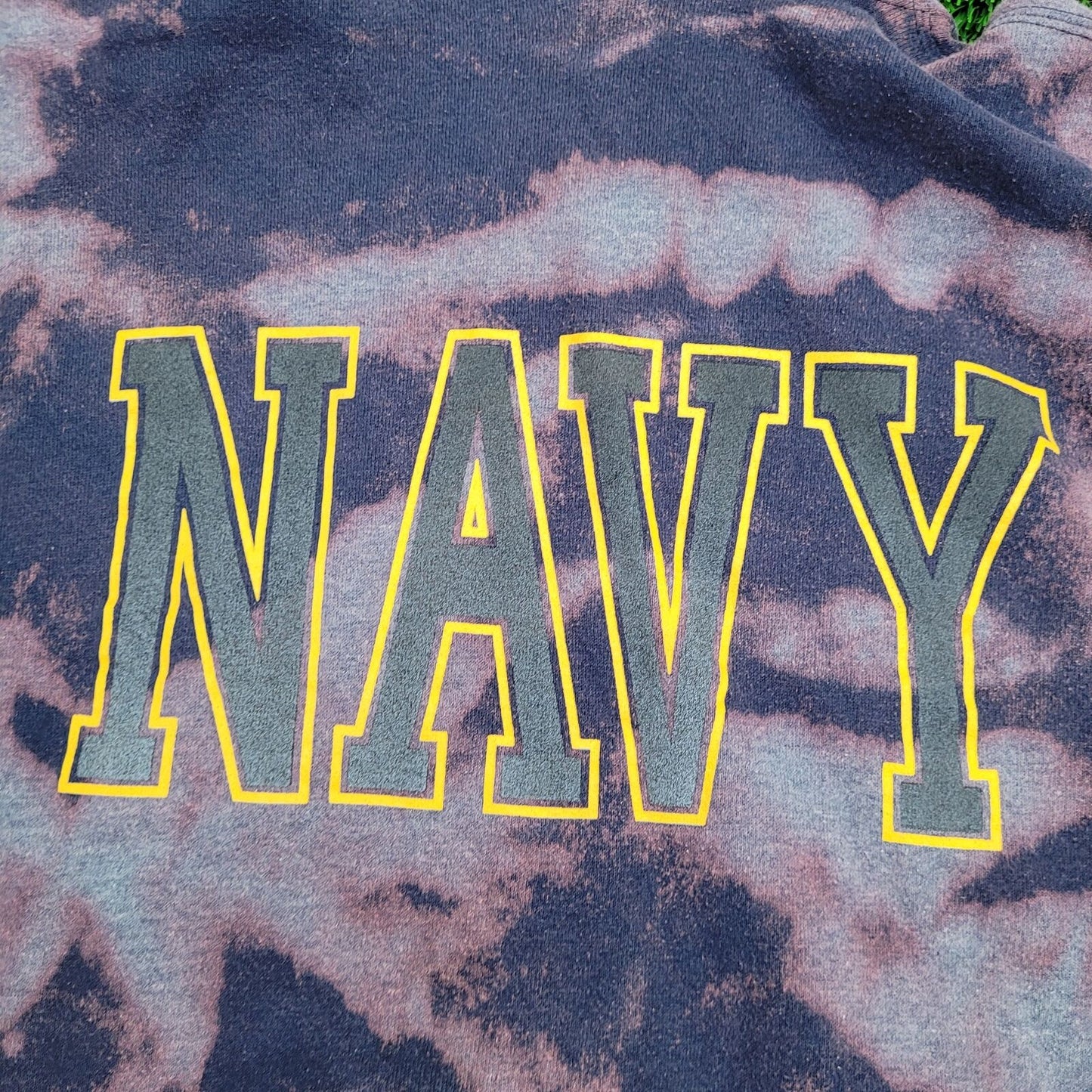 Vintage USN Navy Hoodie Medium 21x25 Blue Bleached-Dyed