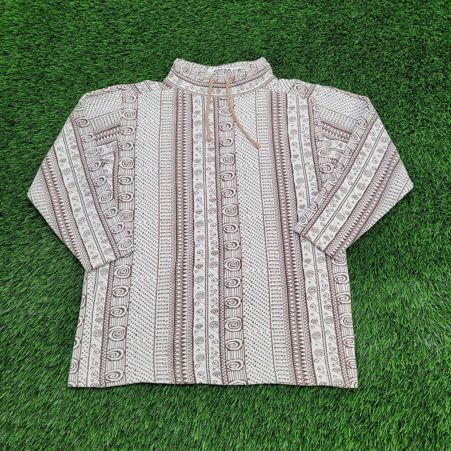 Vintage Tribal Boho Shirt Womens Medium 19x24 Beige