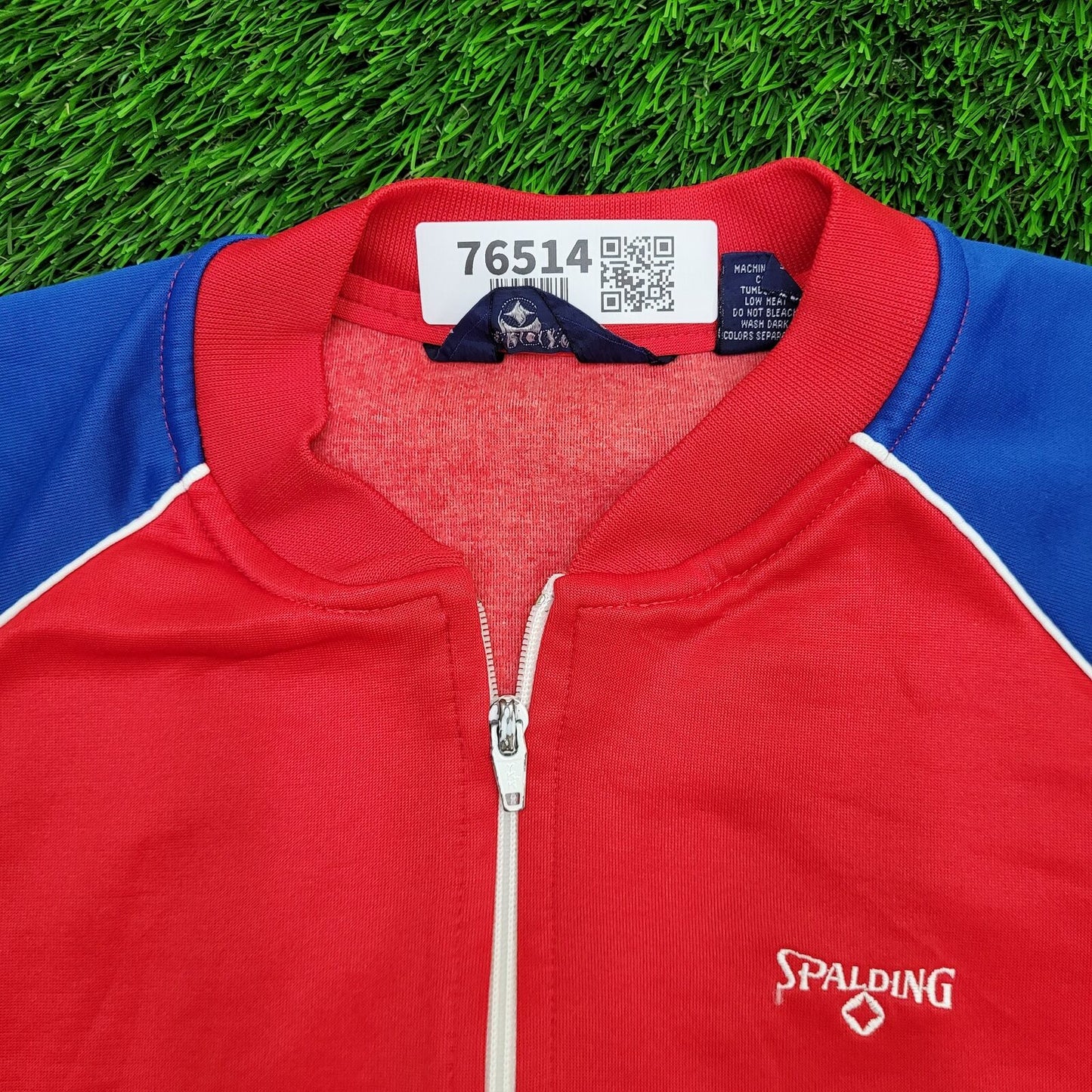 Vintage Spalding Track Jacket Womens Medium 20x21 Red Blue