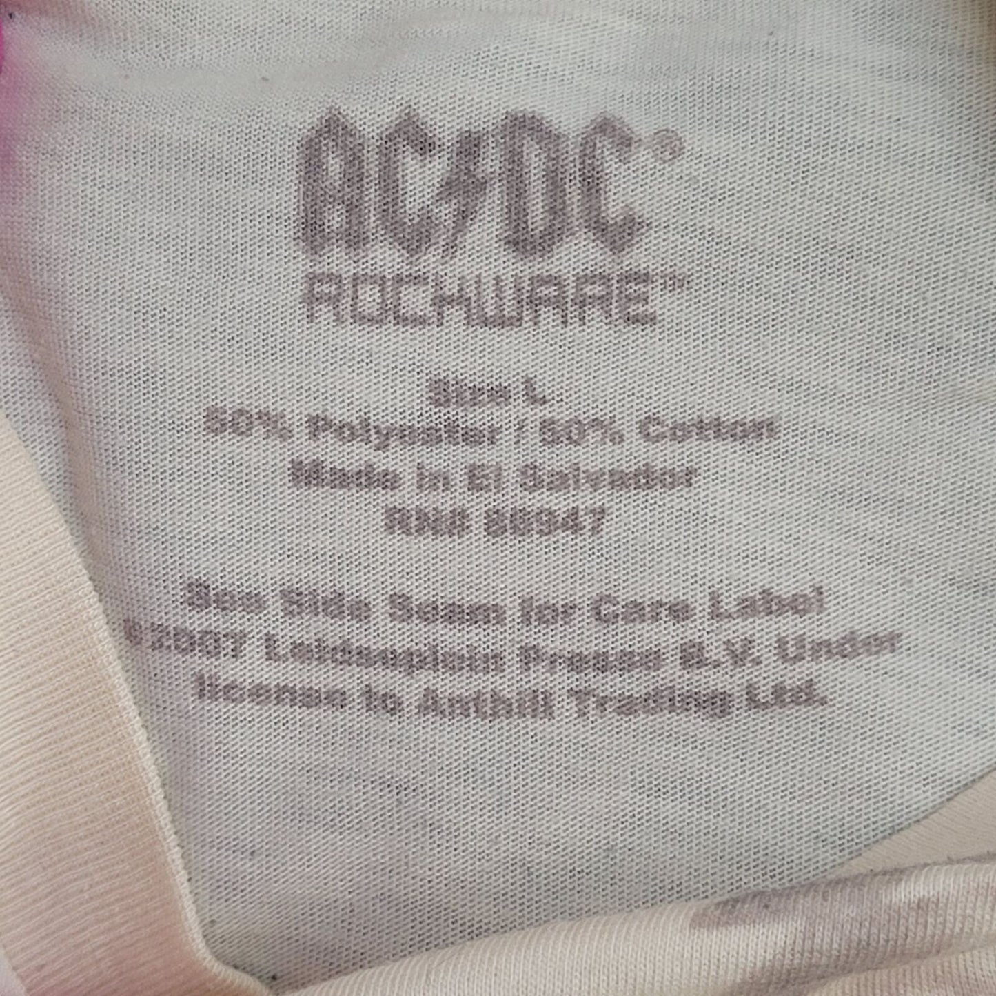 ACDC Hells-Bells Rock Shirt L 21x24 Beige 2007