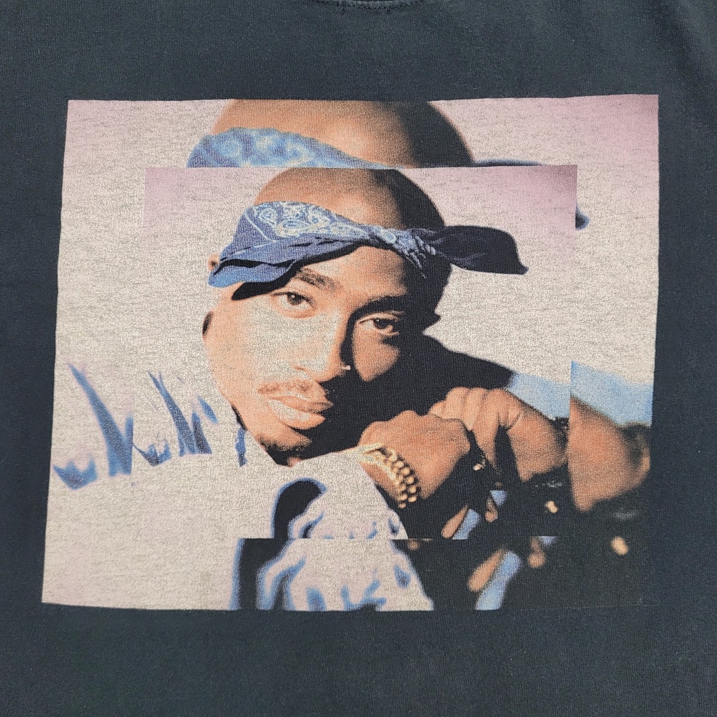 2PAC Shakur Shirt Womens Large 21x24 Faded-Black