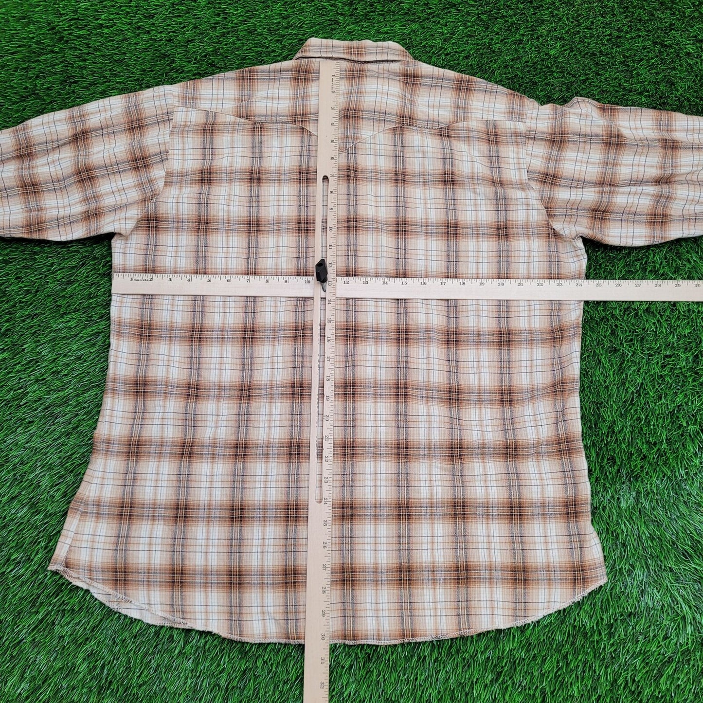 Vintage Panhandle-Slim Plaid Snap Button Shirt Medium 24x30