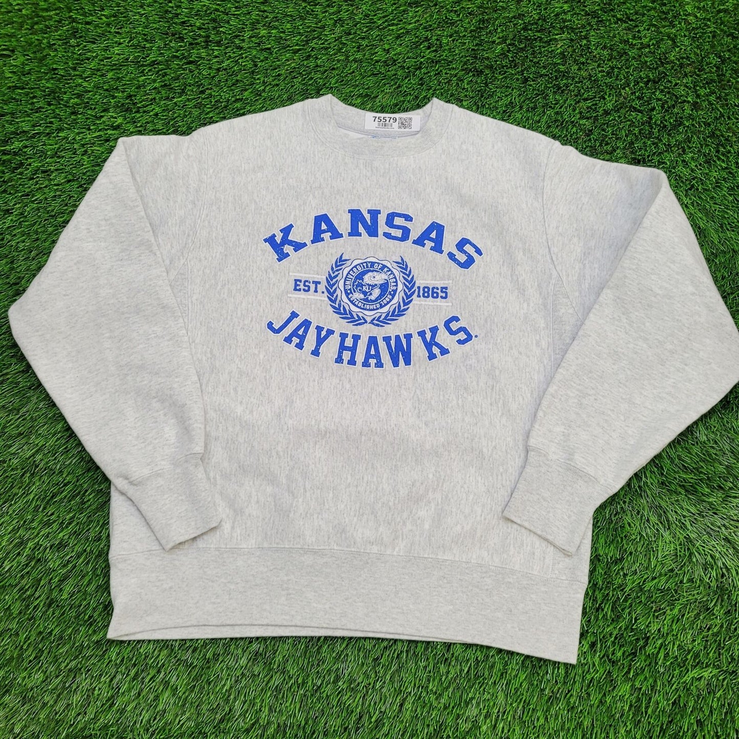 Vintage Y2K Kansas Jayhawks Sweatshirt Medium 22x26 Gray