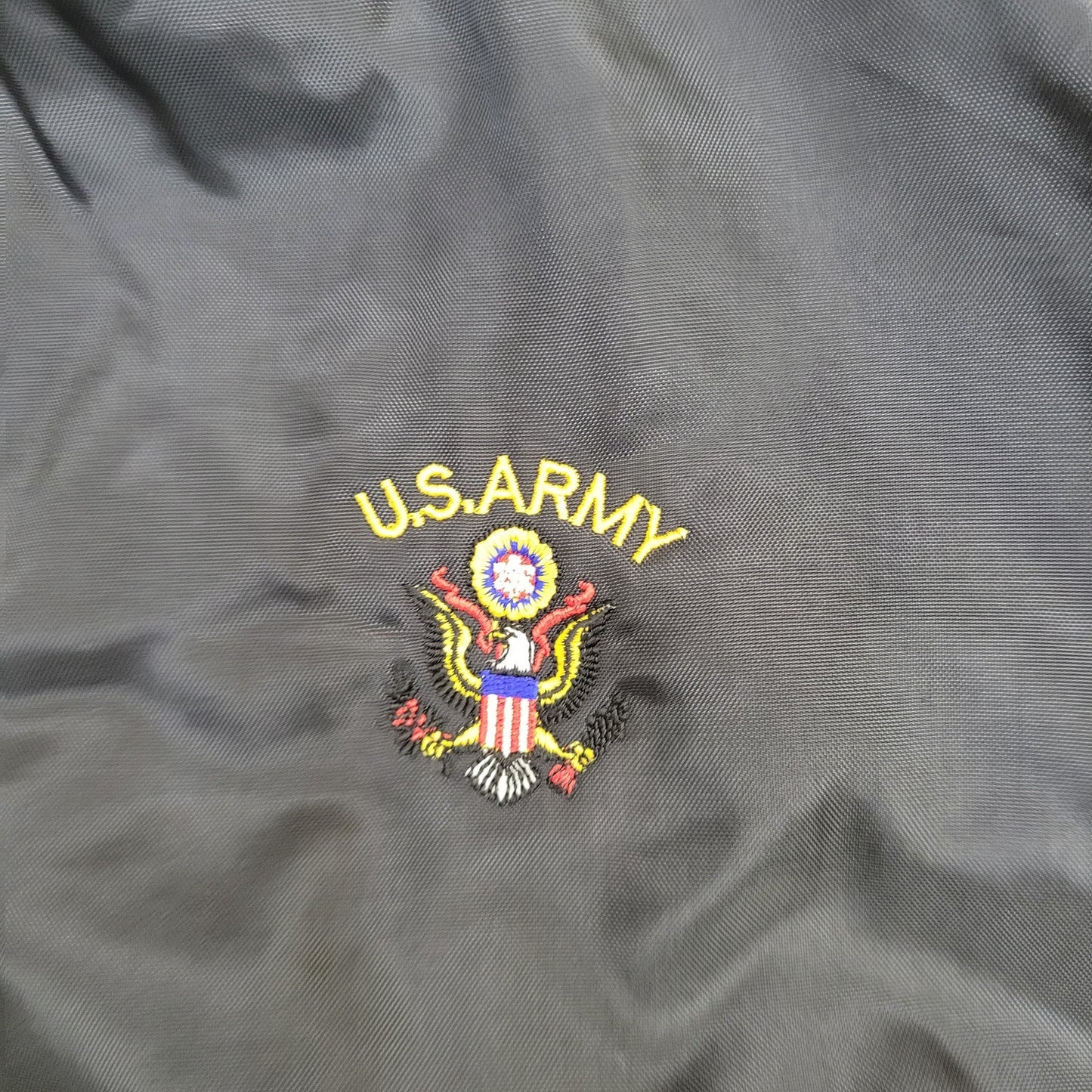 Vintage US Army Bomber Jacket XL 25x24 Black Fort-Knox Satin