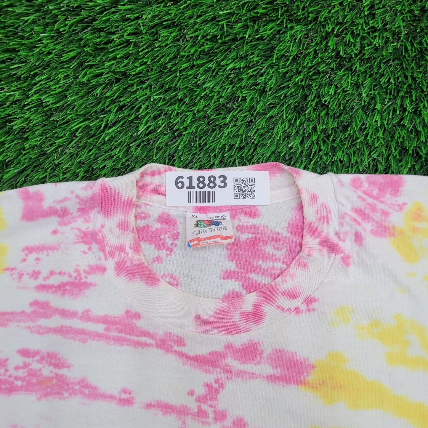 Vintage Spiral Tie-Dye Shirt Womens XL 23x27 Pink Yellow