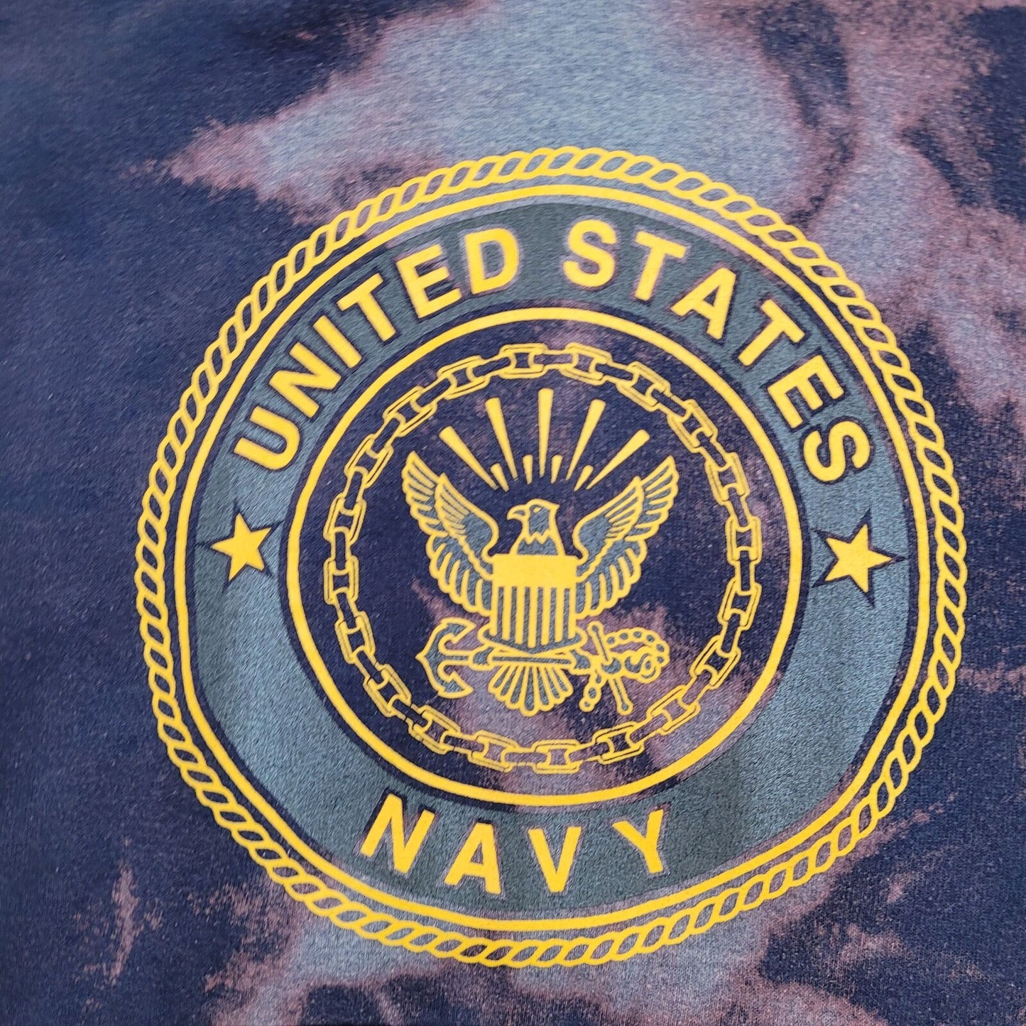 Vintage USN Navy Hoodie Medium 21x25 Blue Bleached-Dyed