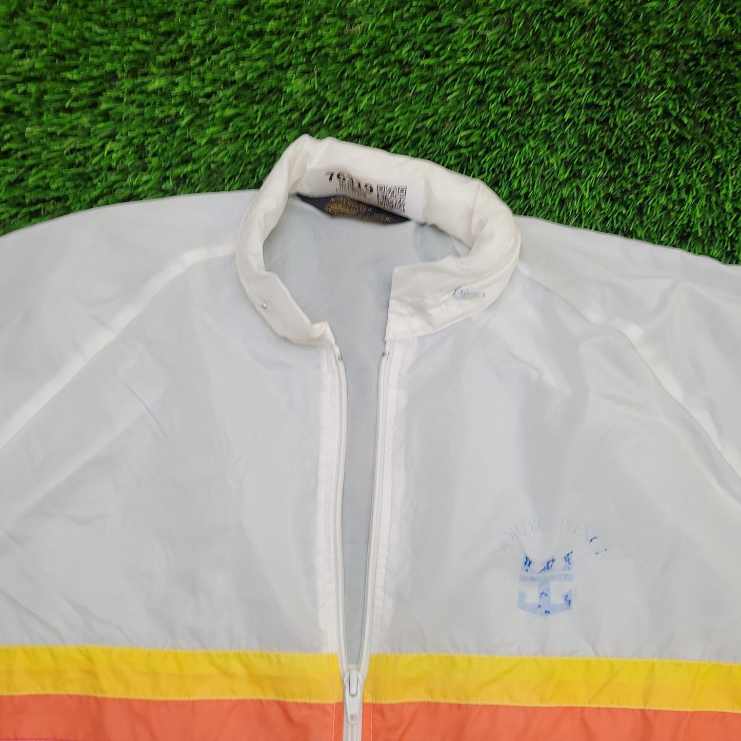 Vintage Rainbow Stripes Windbreaker Jacket Large 25x26 Y2K