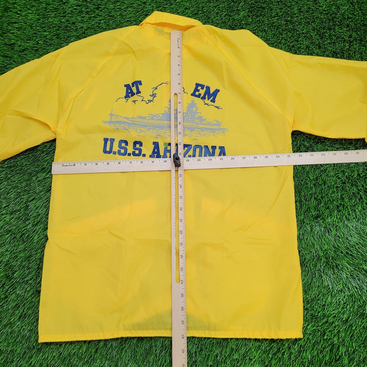 Vintage USS Arizona Naval-Ship Jacket Medium 22x28 Yellow