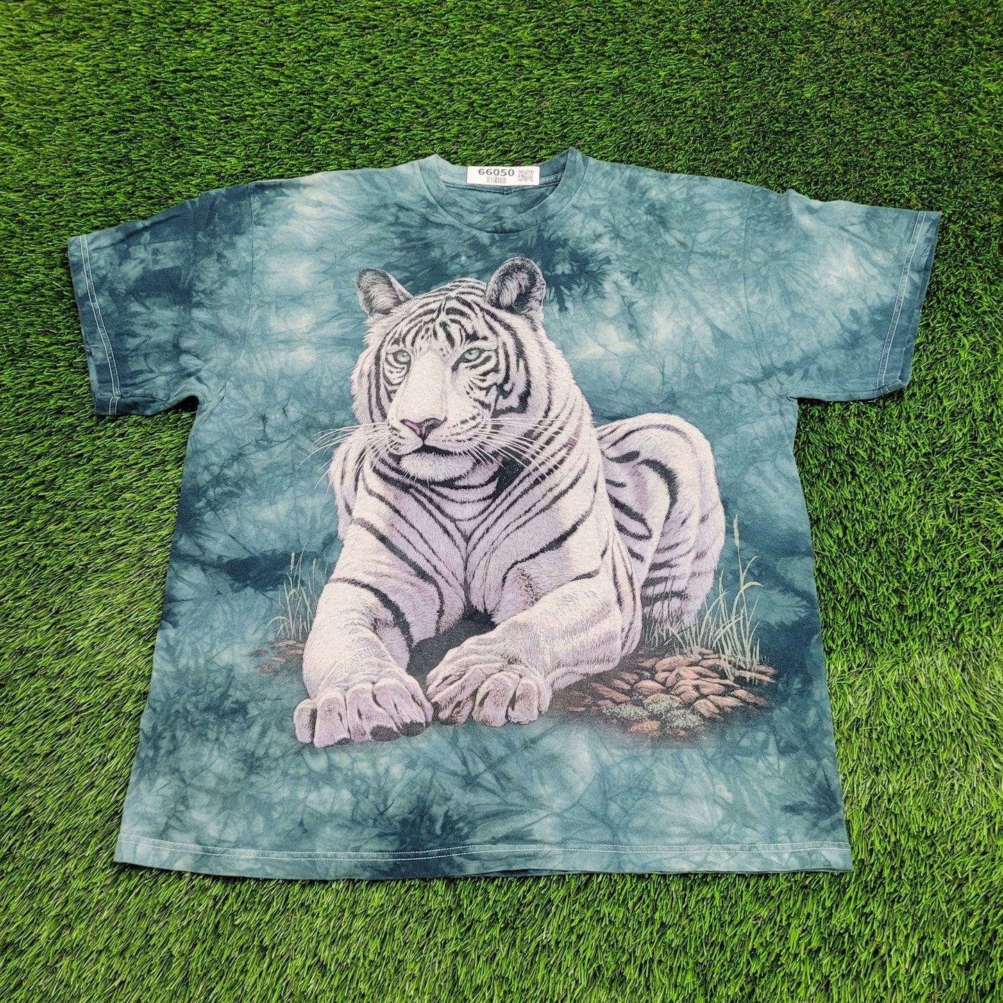 Vintage Tiger Shirt XL 24x27 Green Blue