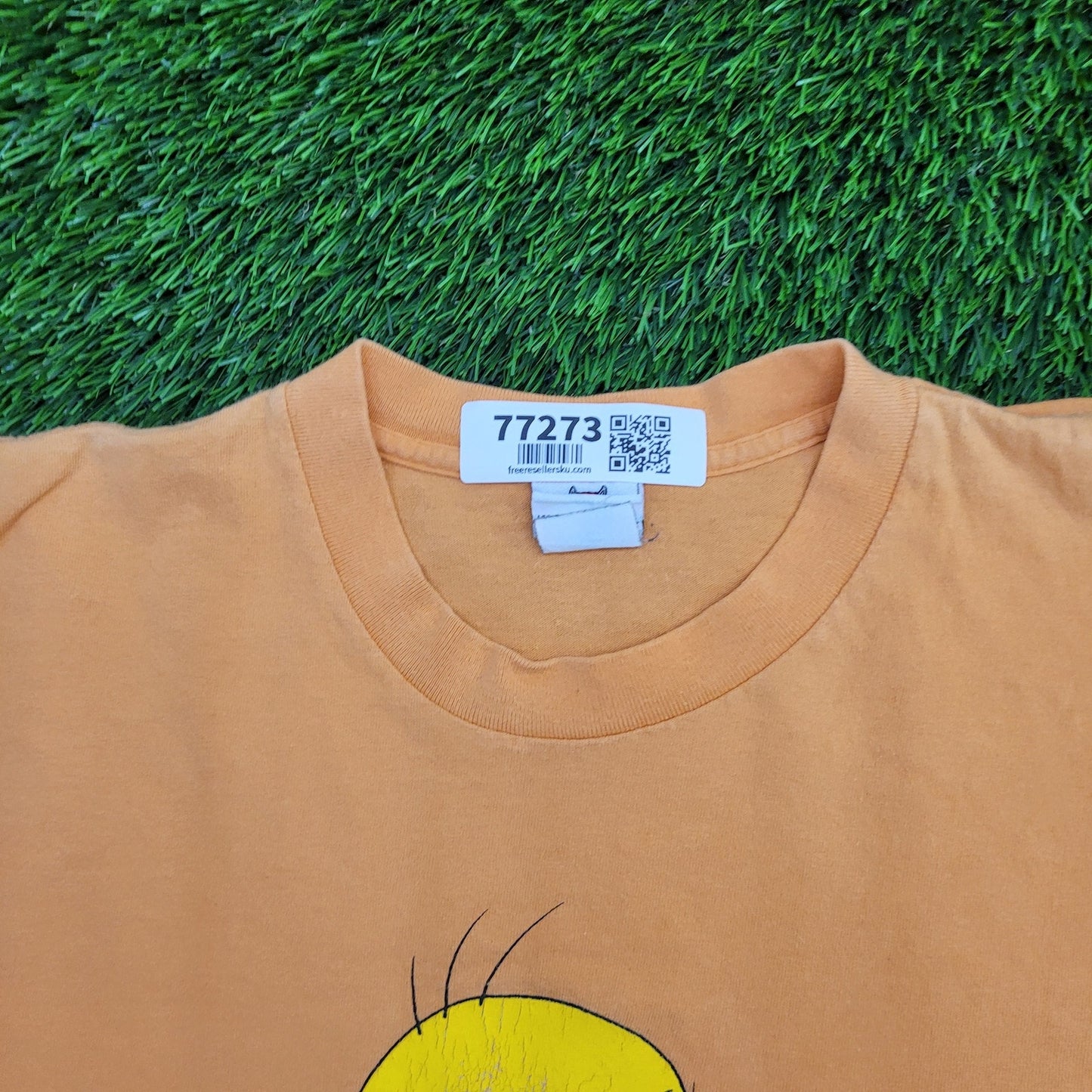 Vintage Tweety Cropped Shirt Womens 2XL 25x19 Orange Sassy