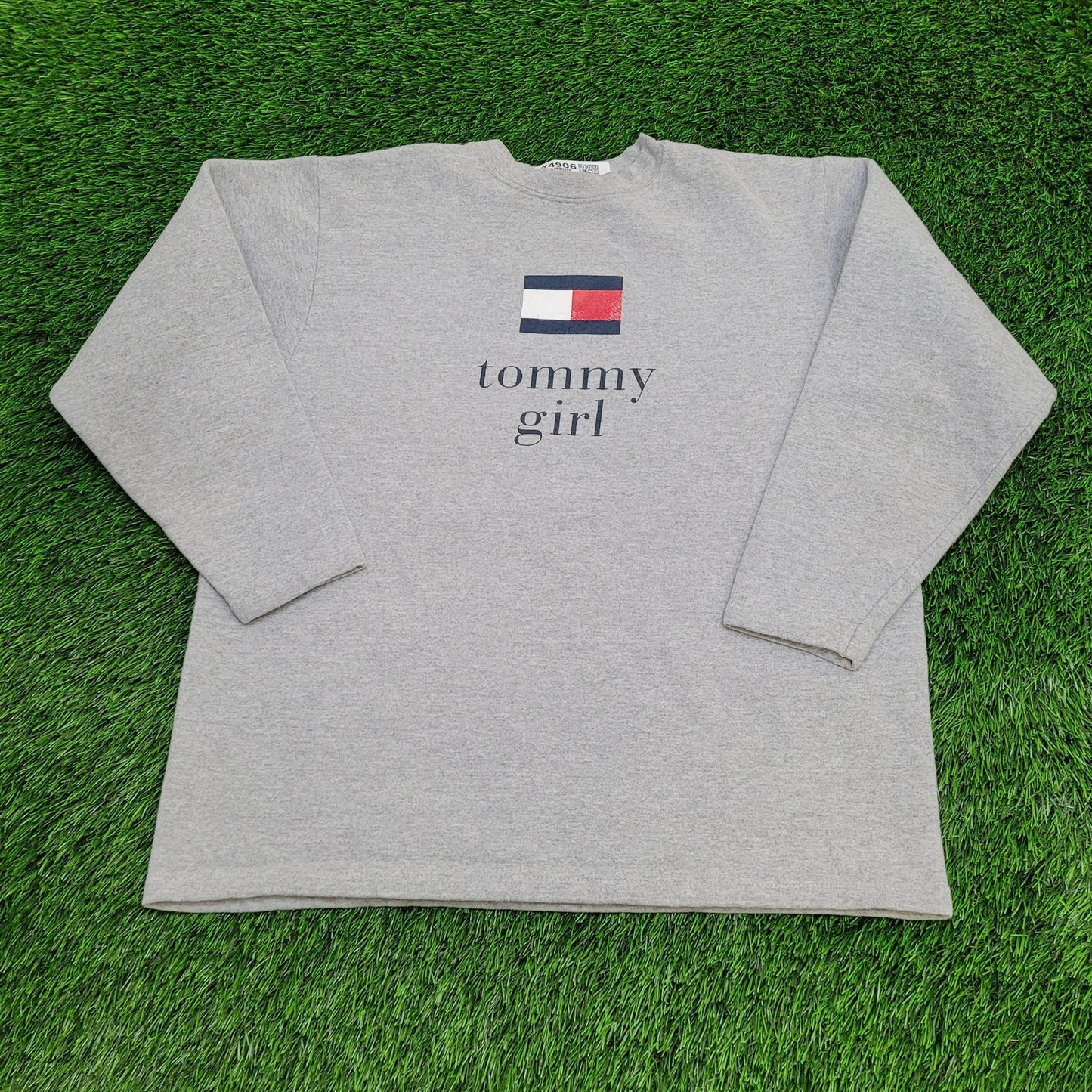 Vintage Tommy Girl Sweatshirt Womens Large 23x25 Baggy Y2K