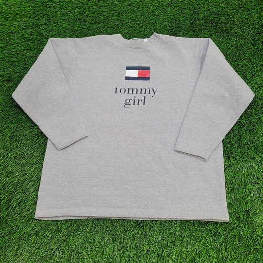 Vintage Tommy Girl Sweatshirt Womens Large 23x25 Baggy Y2K