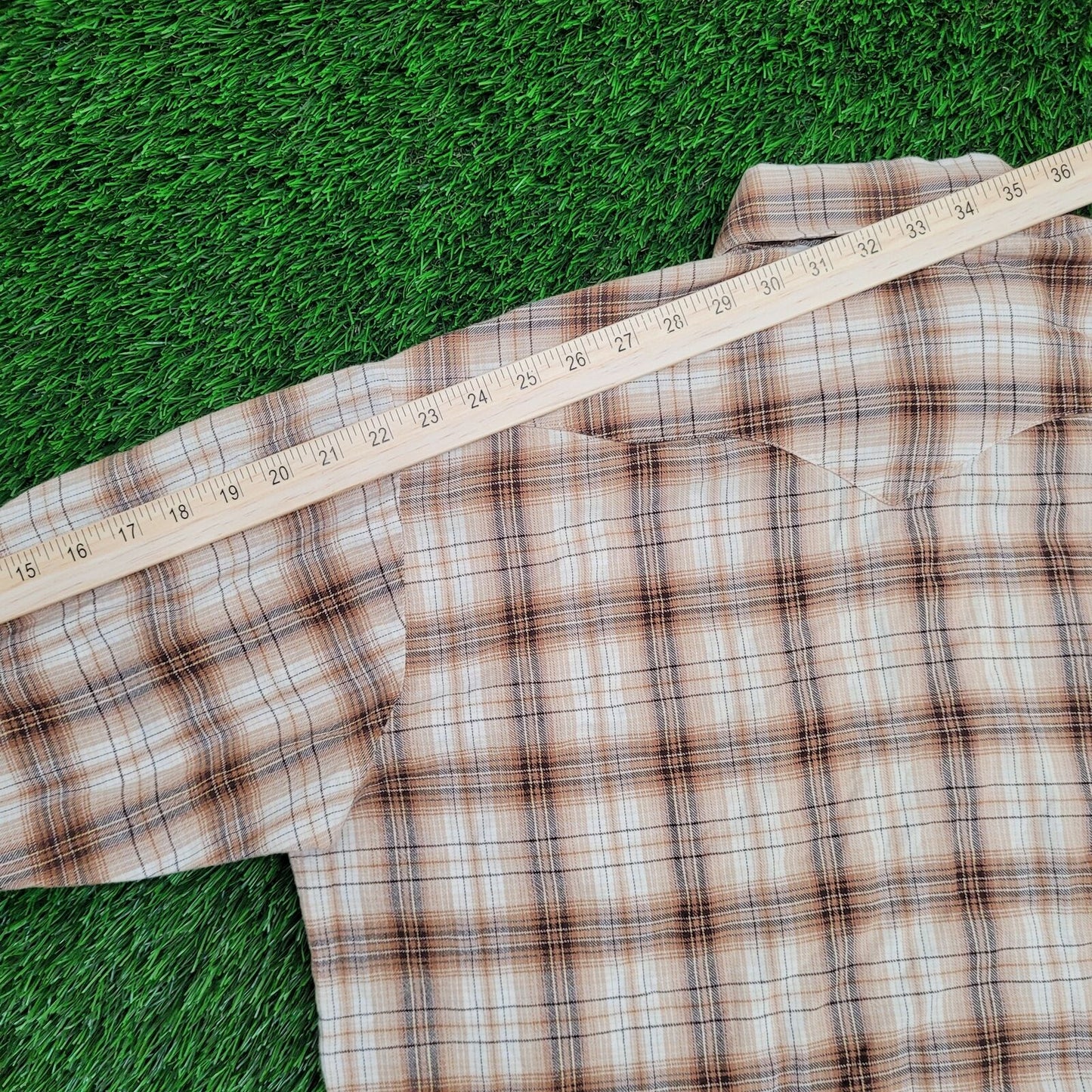 Vintage Panhandle-Slim Plaid Snap Button Shirt Medium 24x30