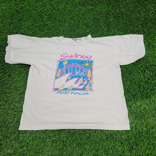 Vintage Sydney Australia Shirt Large 21x21 White