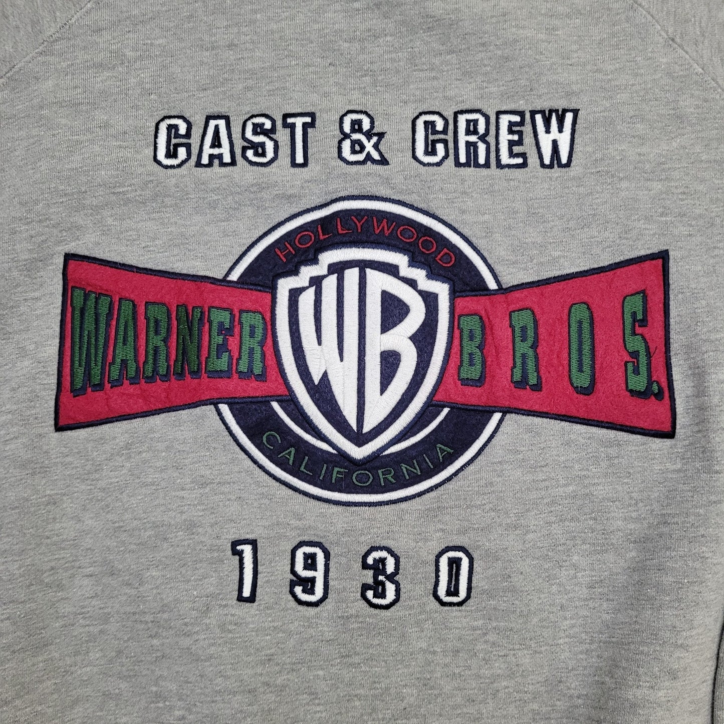 Vintage Warner-Bros Cropped Sweatshirt Large 24x24 Gray Crew