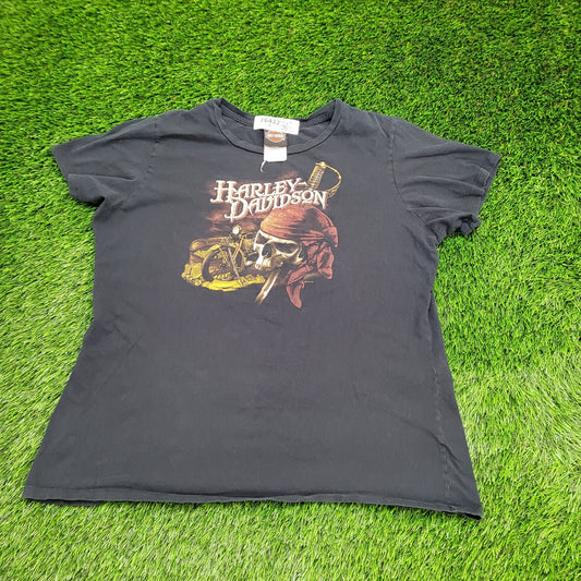 Harley Davidson Shirt Womens Large 21x24 2009 Faded Black