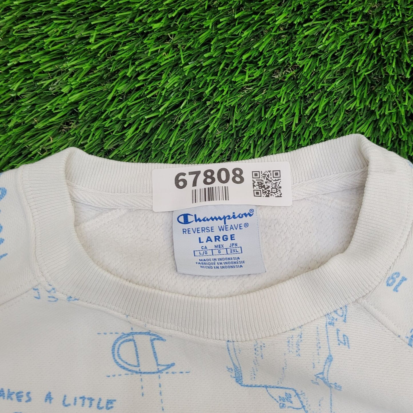 Champion AOP Sweatshirt Large 23x25 White Blue