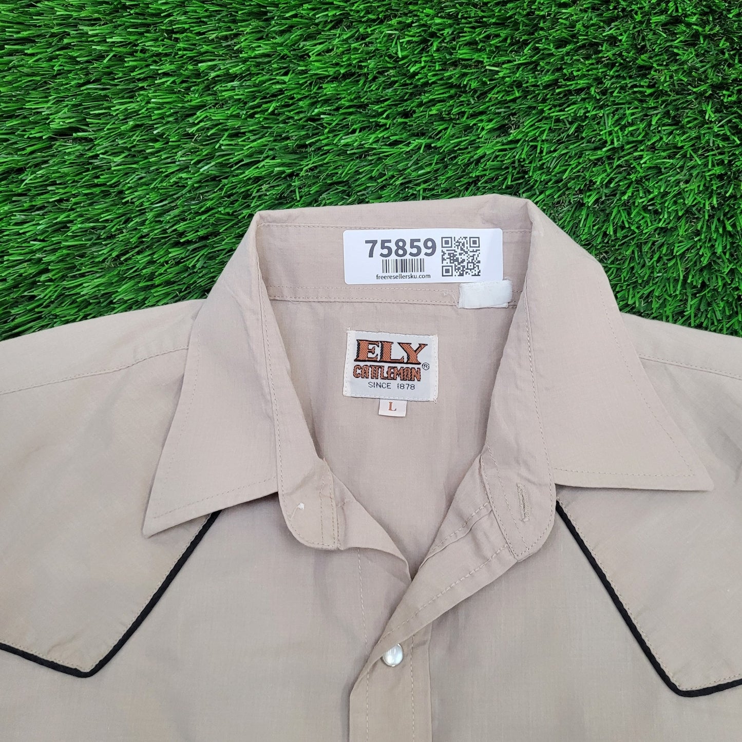 Ely-Cattleman Pearl-Snap Shirt Large 23x31 Baggy Yoke