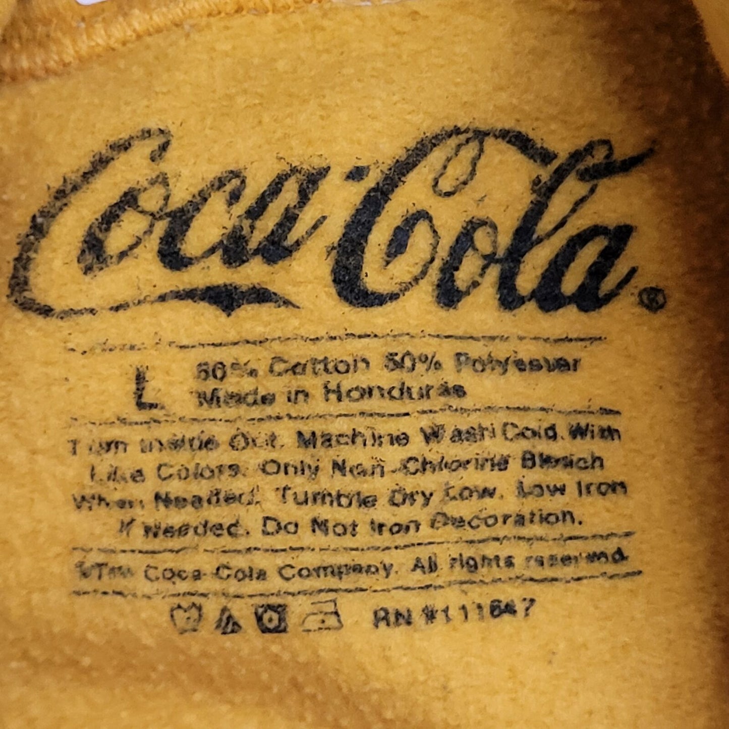 Coca-Cola Hoodie Large 22x25 Yellow