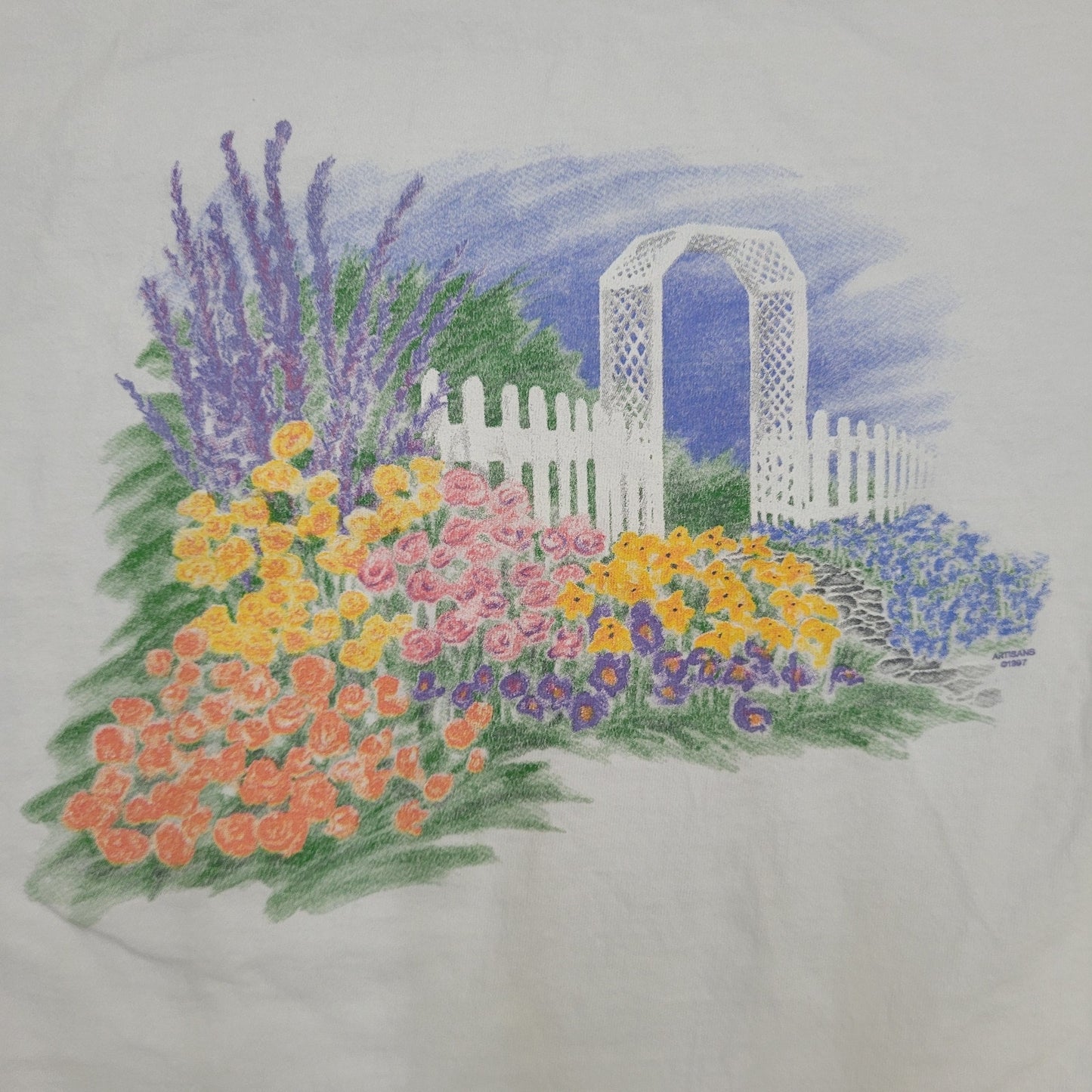 1997 Floral Art Shirt - Women M 18x26 Lupine Artisans