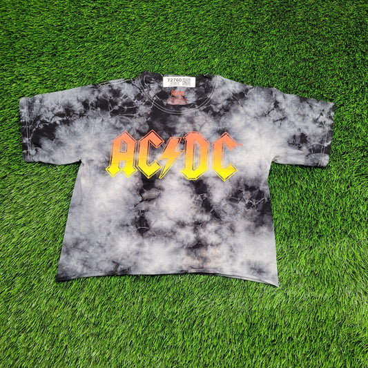 ACDC Crop-Top Shirt Womens XS 17x17 Marbled Tie-Dye