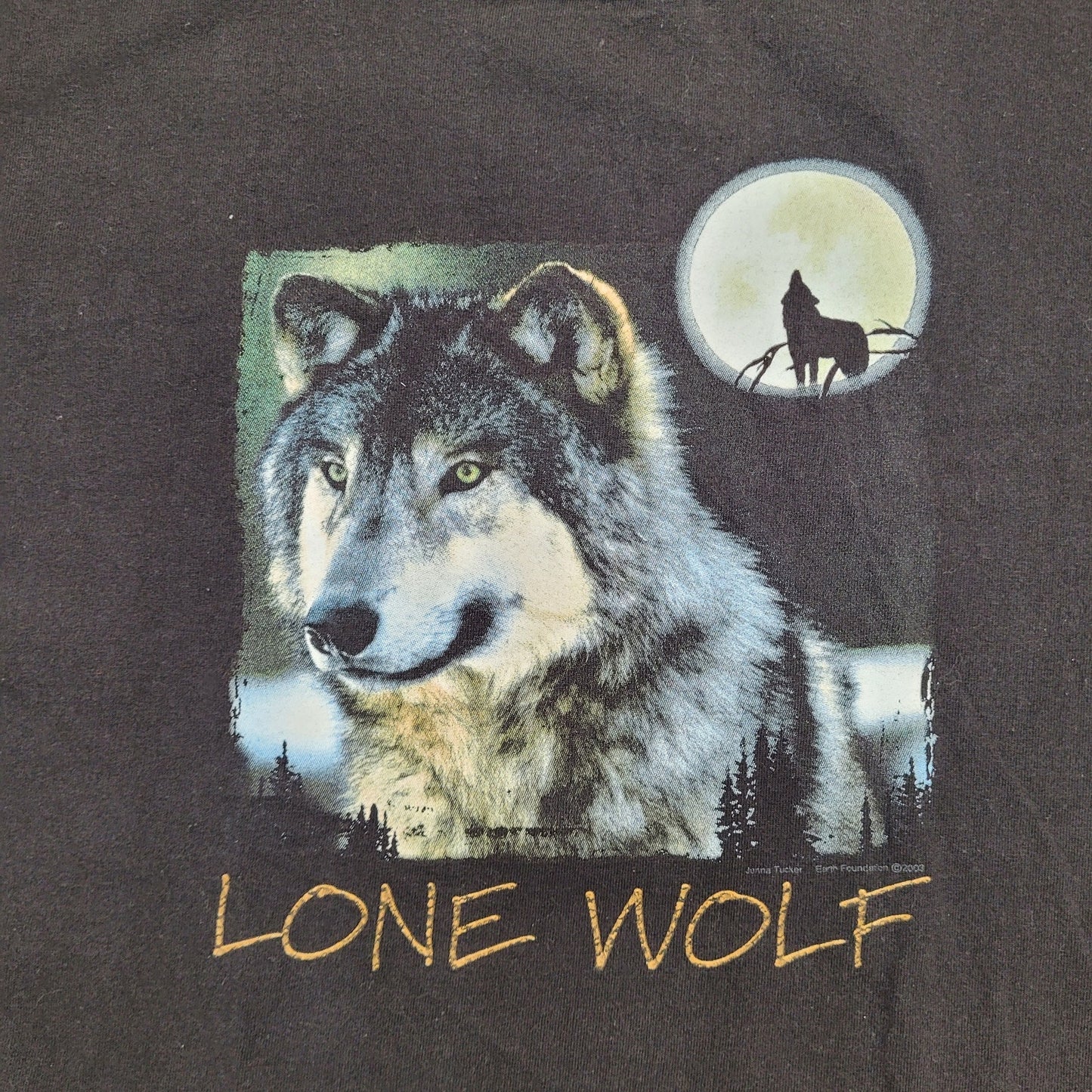 Vintage Wolf Shirt XL 24x28 Faded Y2K USA